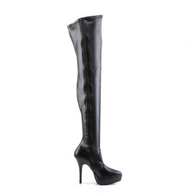 Devious INDULGE-3000 Platform Overknee Boots Faux Leather Black EU-38 / US-8