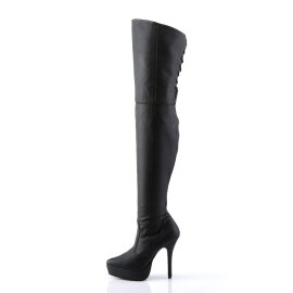 Devious INDULGE-3011 Platform Overknee Boots Faux Leather Black EU-36 / US-6
