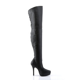 Devious INDULGE-3011 Platform Overknee Boots Faux Leather Black EU-36 / US-6