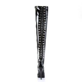 Devious INDULGE-3063 Platform Overknee Boots Patent Black EU-44 / US-14