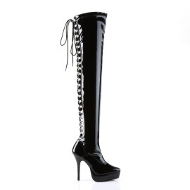 Devious INDULGE-3063 Platform Overknee Boots Patent Black EU-44 / US-14