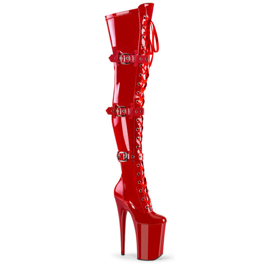 Pleaser INFINITY-3028 Platform Overknee Boots Patent Red EU-39 / US-9