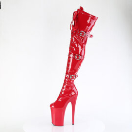 Pleaser INFINITY-3028 Platform Overknee Boots Patent Red EU-39 / US-9