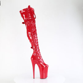 Pleaser INFINITY-3028 Platform Overknee Boots Patent Red EU-39 / US-9