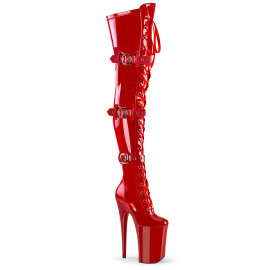 Pleaser INFINITY-3028 Platform Overknee Boots Patent Red...