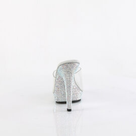 Fabulicious LIP-101DM Mules Clear Rhinestones Silver EU-37 / US-7