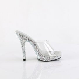 Fabulicious LIP-101DM Mules Clear Rhinestones Silver EU-37 / US-7