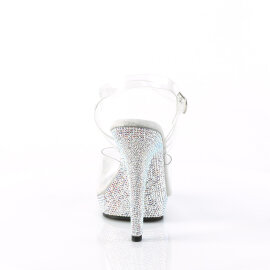 Fabulicious LIP-108DM Sandalettes Clear Rhinestones Silver EU-37 / US-7