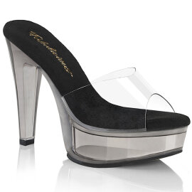 Fabulicious MARTINI-501 Platform Mules Clear Smoke Black...