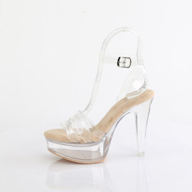 Fabulicious MARTINI-505 Platform Sandalettes Clear Beige EU-37 / US-7