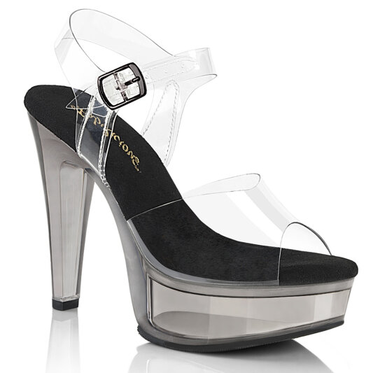 Fabulicious MARTINI-508 Platform Sandalettes Clear Smoke Black EU-38 / US-8