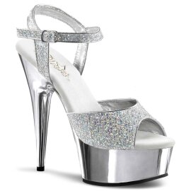 Pleaser DELIGHT-609G Silver Multi Glitter/Silver Chrome...
