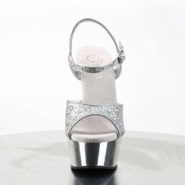 Pleaser DELIGHT-609G Silver Multi Glitter/Silver Chrome...