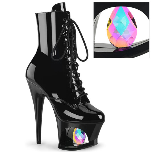 Pleaser MOON-1020DIA Platform Ankle Boots Faux Leather Black EU-37 / US-7