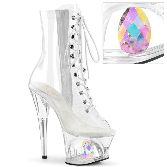 Pleaser MOON-1021C-DIA Platform Ankle Boots Clear EU-35 / US-5