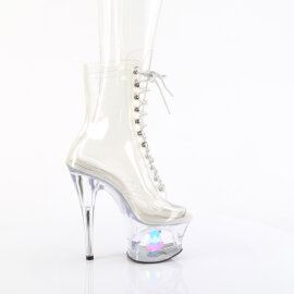 Pleaser MOON-1021C-DIA Platform Ankle Boots Clear EU-35 / US-5
