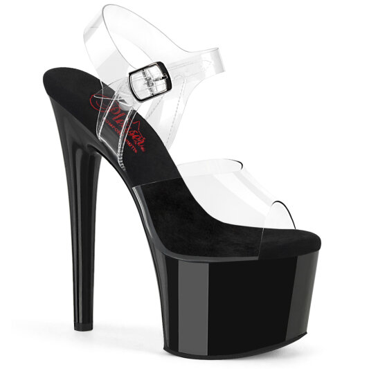 Pleaser PASSION-708 Platform Sandalettes Clear Black EU-35 / US-5