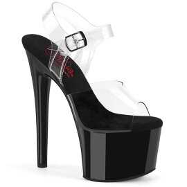 Pleaser PASSION-708 Platform Sandalettes Clear Black EU-35 / US-5