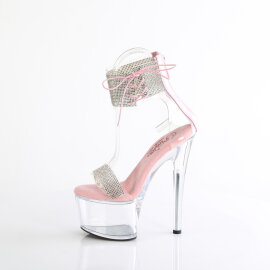 Pleaser PASSION-727RS Platform Sandalettes Rhinestones Silver EU-38 / US-8