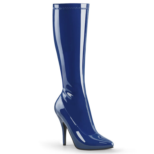 Pleaser SEDUCE-2000 Knee-High Knee-High Boots Patent Blue EU-36 / US-6