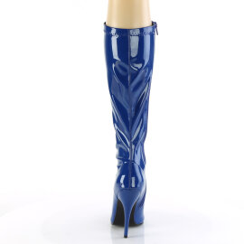 Pleaser SEDUCE-2000 Knee-High Knee-High Boots Patent Blue EU-37 / US-7