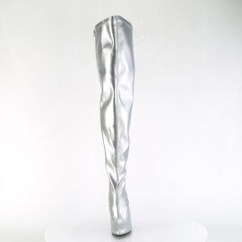 Pleaser SEDUCE-3000WC Overknee Boots Metallic Faux Leather Silver EU-38 / US-8