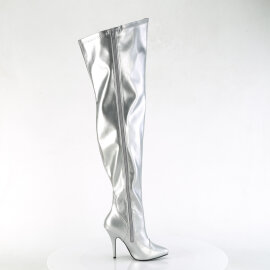 Pleaser SEDUCE-3000WC Overknee Boots Metallic Faux Leather Silver EU-38 / US-8