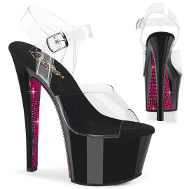 Pleaser SKY-308CRS Platform Sandalettes Clear Rhinestones Black EU-35 / US-5