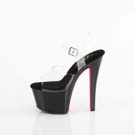 Pleaser SKY-308CRS Platform Sandalettes Clear Rhinestones Black EU-35 / US-5