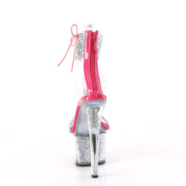 Pleaser SKY-327RSI Platform Sandalettes Rhinestones Silver Pink EU-35 / US-5
