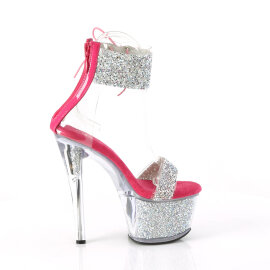 Pleaser SKY-327RSI Platform Sandalettes Rhinestones Silver Pink EU-35 / US-5