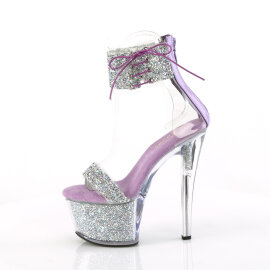 Pleaser SKY-327RSI Platform Sandalettes Rhinestones Silver Lavender EU-37 / US-7