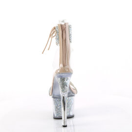 Pleaser SKY-327RSI Platform Sandalettes Rhinestones Silver Beige EU-35 / US-5