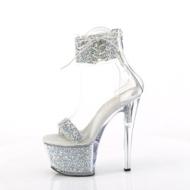 Pleaser SKY-327RSI Platform Sandalettes Rhinestones Silver EU-35 / US-5