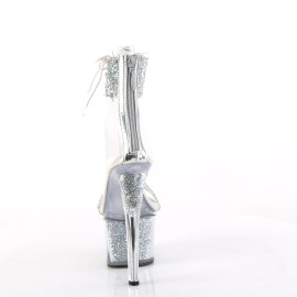 Pleaser SKY-327RSI Platform Sandalettes Rhinestones Silver EU-35 / US-5
