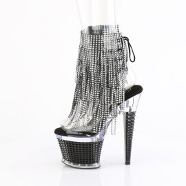 Pleaser SPECTATOR-1017RSF Platform Sandalettes Clear Rhinestones Black EU-38 / US-8