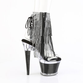 Pleaser SPECTATOR-1017RSF Platform Sandalettes Clear Rhinestones Black EU-38 / US-8