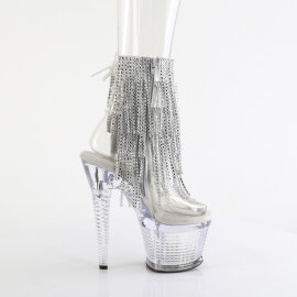 Pleaser SPECTATOR-1017RSF Platform Sandalettes Clear Rhinestones Silver EU-39 / US-9