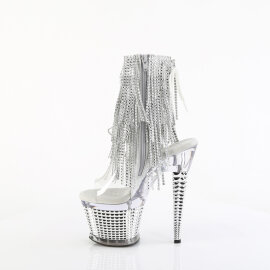 Pleaser SPECTATOR-1017RSF Platform Sandalettes Chrome Clear Rhinestones Silver EU-38 / US-8