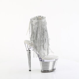 Pleaser SPECTATOR-1017RSF Platform Sandalettes Chrome Clear Rhinestones Silver EU-38 / US-8