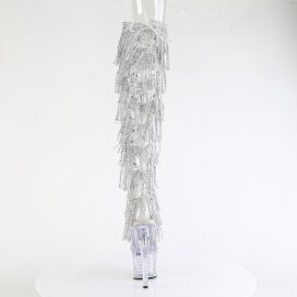 Pleaser SPECTATOR-3019C-RSF Platform Overknee Boots Clear Rhinestones Silver EU-38 / US-8