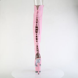 Pleaser SPECTATOR-3030 Platform Overknee Boots Faux Leather Clear Pink EU-37 / US-7