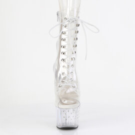 Pleaser STARDUST-1021C-7 Platform Ankle Boots Clear Rhinestones Transparent EU-35 / US-5
