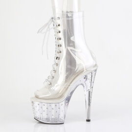 Pleaser STARDUST-1021C-7 Platform Ankle Boots Clear Rhinestones Transparent EU-35 / US-5
