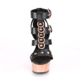 Pleaser DELIGHT-658 Black Faux Leather/Rose Gold Chrome...