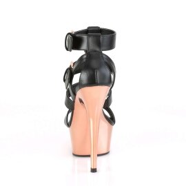 Pleaser DELIGHT-658 Black Faux Leather/Rose Gold Chrome EU-35 / US-5