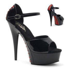 Pleaser DELIGHT-660FH Black Patent/Black (Red Lace) EU-35...
