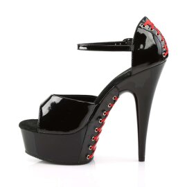 Pleaser DELIGHT-660FH Black Patent/Black (Red Lace) EU-35 / US-5