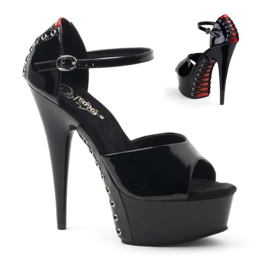 Pleaser DELIGHT-660FH Black-Red Patent/Black EU-39 / US-9