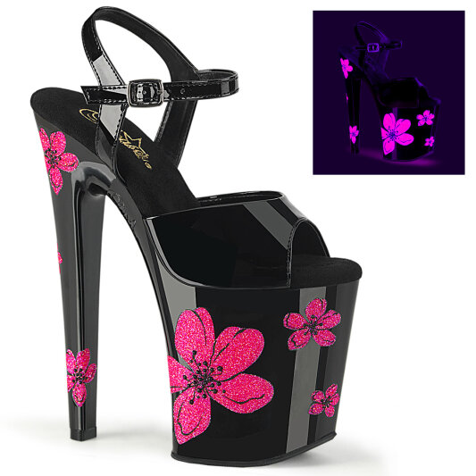 Pleaser XTREME-809HB Platform Sandalettes Patent Neon Black EU-38 / US-8